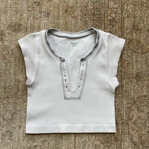 Urban Outfitters White Crop Top with Gray Trim Out From Under